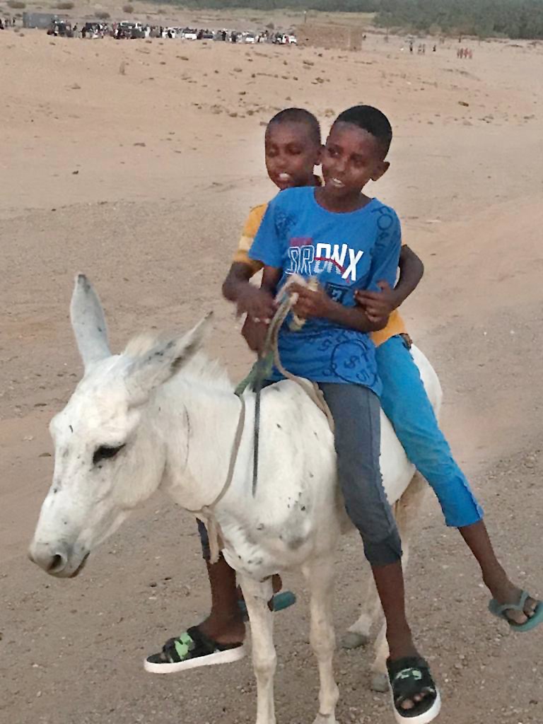 Sudan boys on donkeys