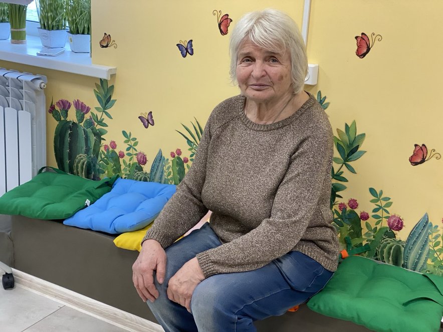 Sviatlana in community centre, Ukraine