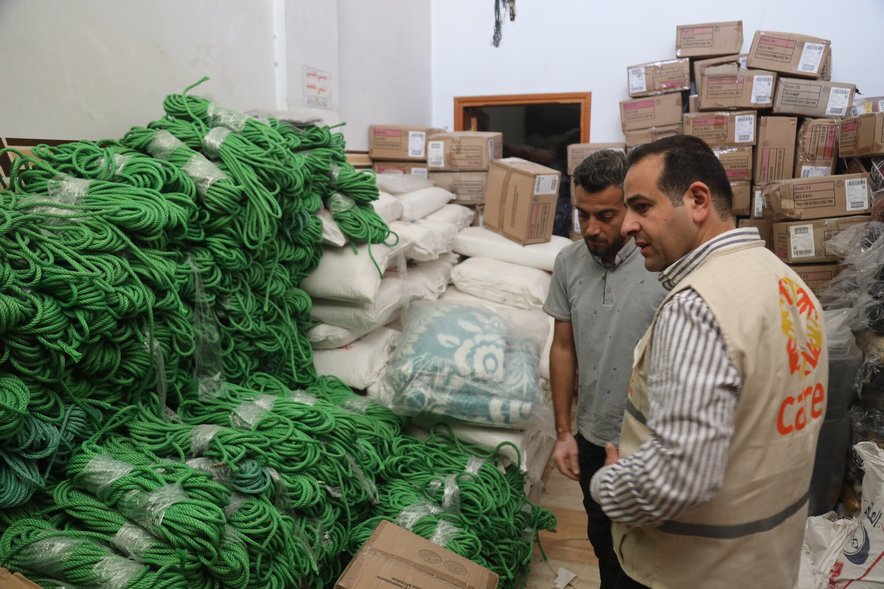 Saeed with aid supplies, Gaza