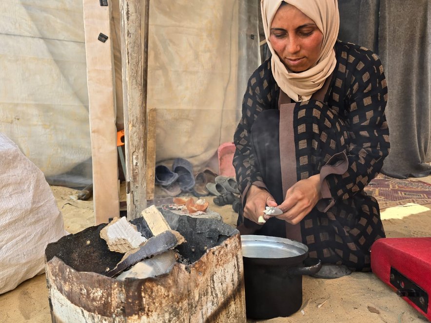 Sara preparing food, Gaza