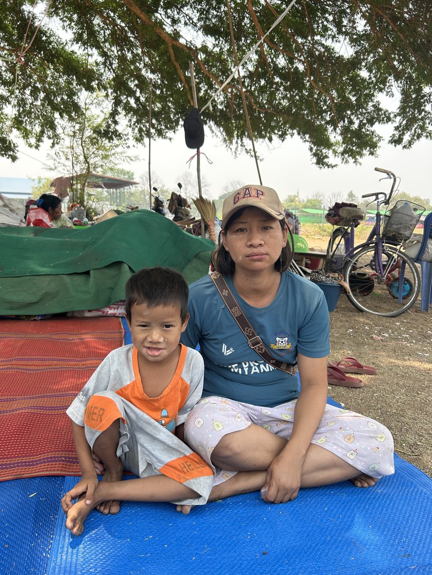 Earthquake survivors in Myanmar