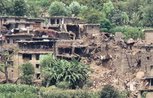 Buildings damaged by an earthquake