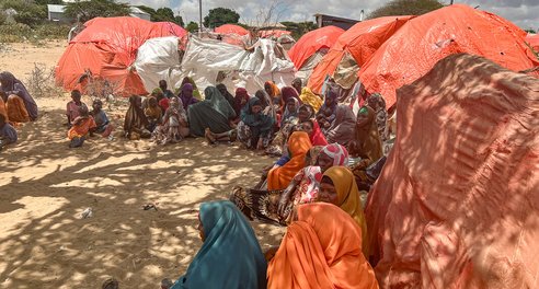 A group of displaced women in an IDP camp in Somalia