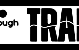 Run Through logo with word Trails in capital letters, shows stick man running