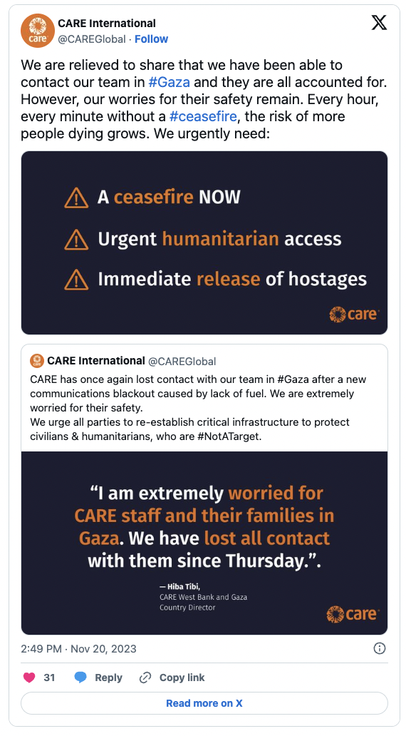 CARE International Tweet thread